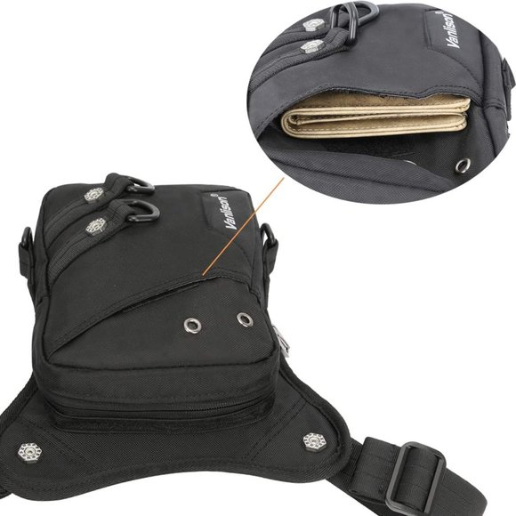Vanlison black waterproof tactical durable drop leg multi use fanny pouch bag. - Picture 4 of 5